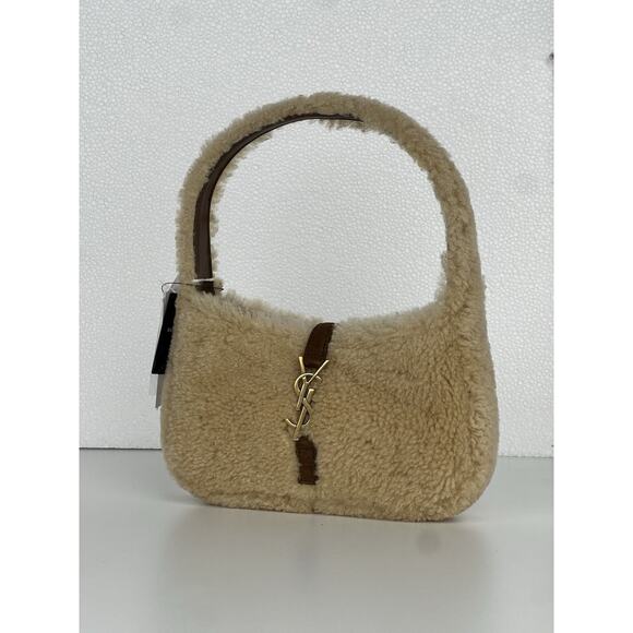 Saint Laurent Le 5 A 7 Mini Shearling & Leather Hobo Women’s Bag C-5 - Picture 1 of 11